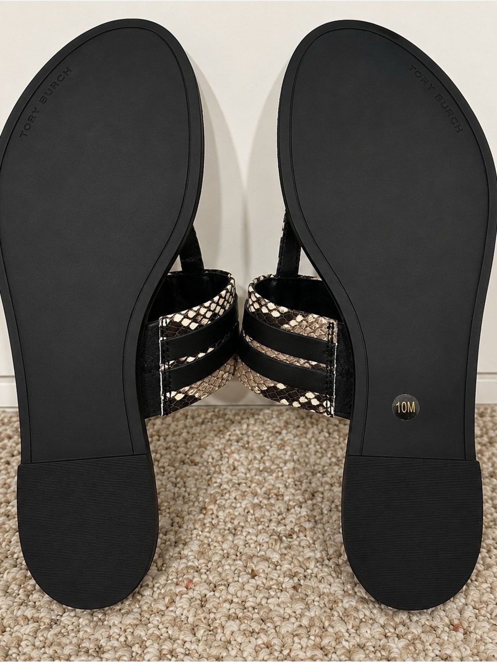Tory Burch Miller Snake Print Leather Sandals Size 10M - Picture 5 of 5